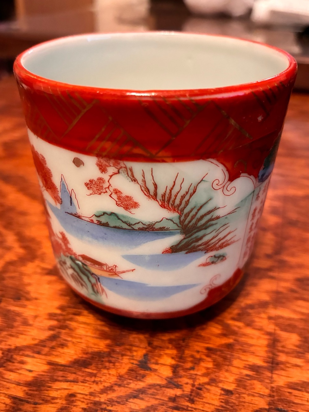 Vintage Japanese Kutani Porcelain Hand-Painted Tea Cup Makers Mark